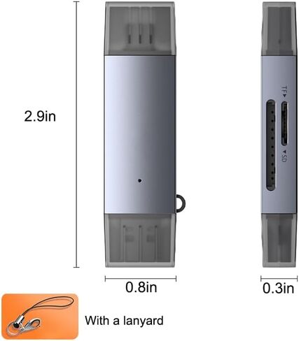 قارئ بطاقة SD، محول بطاقة USB C عالي السرعة إلى Micro SD، فتحات USB 3.0 مزدوجة لسلسلة iPhone 16/15، MacBook، iPad، الكمبيوتر المحمول، رمادي in Saudi Arabia