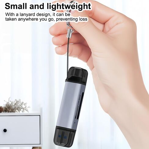 قارئ بطاقة SD، محول بطاقة USB C عالي السرعة إلى Micro SD، فتحات USB 3.0 مزدوجة لسلسلة iPhone 16/15، MacBook، iPad، الكمبيوتر المحمول، رمادي in Saudi Arabia