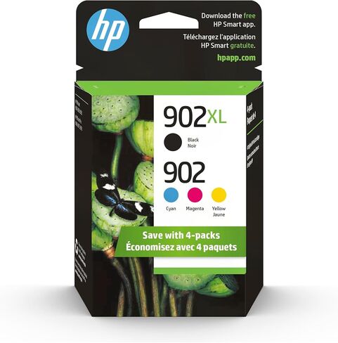 خراطيش حبر HP 902 / 902XL (T0A39AN) (أرجواني سماوي أصفر أسود) 4 عبوات في عبوة البيع بالتجزئة in Kuwait
