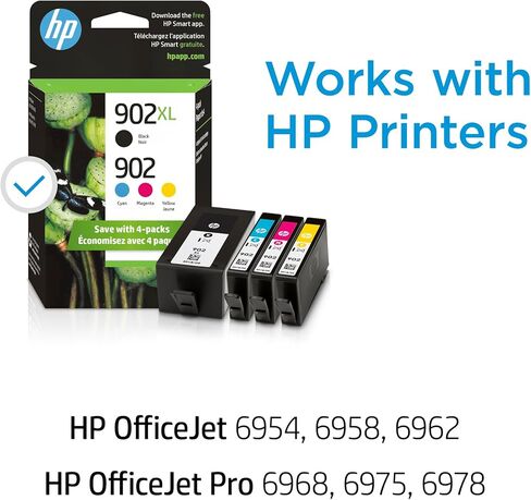 خراطيش حبر HP 902 / 902XL (T0A39AN) (أرجواني سماوي أصفر أسود) 4 عبوات في عبوة البيع بالتجزئة in Kuwait