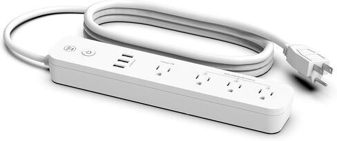 شريط طاقة ذكي Wi-Fi من Westinghouse مع 3 منافذ تحكم ذكية، 3 منافذ شحن USB، 1 منفذ يعمل دائمًا، تشغيل/إيقاف تشغيل يتم التحكم فيه من خلال التطبيق، يعمل مع Alexa وGoogle Assistant Sure Series باللون الأبيض in Saudi Arabia