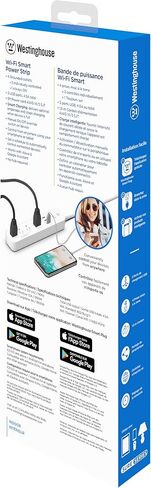 شريط طاقة ذكي Wi-Fi من Westinghouse مع 3 منافذ تحكم ذكية، 3 منافذ شحن USB، 1 منفذ يعمل دائمًا، تشغيل/إيقاف تشغيل يتم التحكم فيه من خلال التطبيق، يعمل مع Alexa وGoogle Assistant Sure Series باللون الأبيض in Saudi Arabia