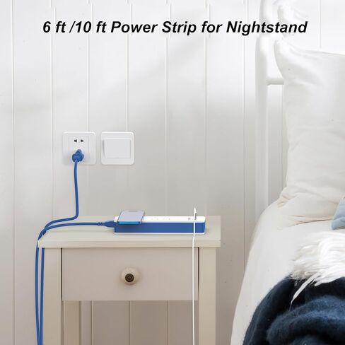 شريط طاقة لاسلكي سريع الشحن 7 في 1 مع USB C، ومنفذين USB-C، ومنفذ تيار متردد، و2 USB-A، ومحطة شحن سريعة للسكن المكتبي على سطح المكتب، وسلك تمديد قابل للفصل بطول 6 أقدام (أزرق، 6 أقدام) in Saudi Arabia