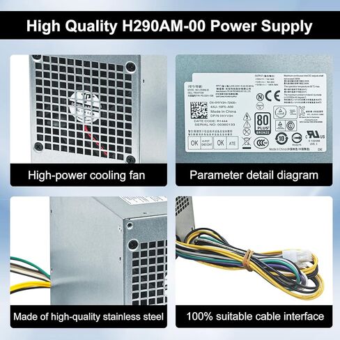 LXun 290W H290AM-00 Power Supply Compatible with Dell Optiplex 3020 7020 9020 Precision T1700PowrEdgeT20 (MT Mini Tower) RVTHD KPRG9 HYV3H D290A001L L290AM-00 PS-3291-1DF H290EM-00 Dell Optiplx PSU in Kuwait