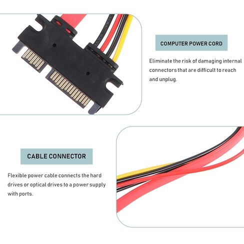 BESPORTBLE 2 Pcs Hard Disk Extension Cable 7+15 Pin Male to Female Power Adapter Cord for Computer Optical Drive Connection and Data Transfer in Kuwait