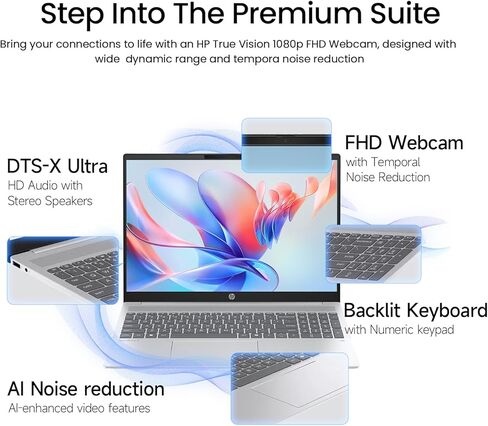 2026 HP OmniBook 5 16 بوصة كمبيوتر محمول يعمل باللمس، 16 بوصة IPS 2K شاشة تعمل باللمس كمبيوتر محمول للأعمال AI PC، الجيل الخامس عشر Intel Core Ultra 9 (16-Cores)، 32 جيجابايت DDR5 RAM 2 تيرابايت SSD|Windows 11 Pro|لوحة مفاتيح بإضاءة خلفية in Kuwait