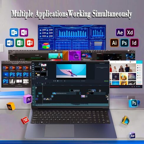 17.3 Inch Windows 11 Laptops 12th Generation Processor N95 4C 4T(3.4Ghz), 16GB RAM 512GB SSD Laptop Computer 10000mAh Large Battery Type-C(Data), WiFi5,BT,RJ45,Dual Stereo Speakers, Backlit Keyboard in Saudi Arabia