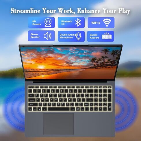 17.3 Inch Windows 11 Laptops 12th Generation Processor N95 4C 4T(3.4Ghz), 16GB RAM 512GB SSD Laptop Computer 10000mAh Large Battery Type-C(Data), WiFi5,BT,RJ45,Dual Stereo Speakers, Backlit Keyboard in Saudi Arabia