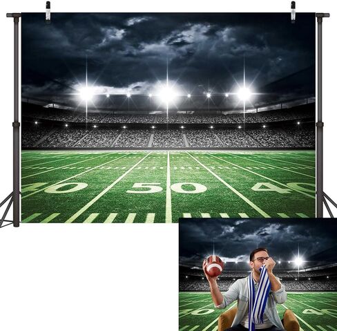 Football Field Backdrop Sports Stadium Photography Background Football Theme Birthday Party Decorations Banner Supplies (82x59inch(7x5FT)) in Kuwait