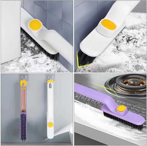 HOMSFOU 2pcs Multifunctional Crevice Cleaning Brush for Bathroom and Floor, Small Groove Scrubber with Rotatable Head, Sturdy Plastic Handle, Gap and Tile Cleaning Tool for Home Use in Saudi Arabia