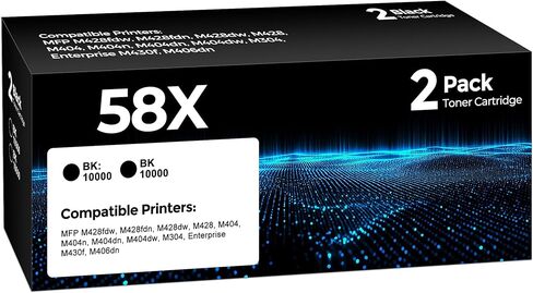 خرطوشة حبر 58A بديلة سوداء لجهاز HP 58A 58X CF258A CF258X تستخدم مسحوق حبر عالي الإنتاجية مع Laser Jet Pro M404dw M406dn M404dn M404n MFP M430f M428fdn (2 أسود) in Kuwait