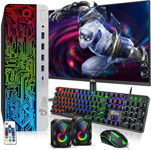 HP G3 RGB Gaming Desktop PC – Intel i5 6th Gen Processor – 16GB Ram – 1TB SSD – NVIDIA GeForce GTX 1050 Ti DDR5 – New 24 inch Monitor – Wi-Fi – Windows 11 Pro – Computer Tower for PC Gamer (Renewed) in Kuwait