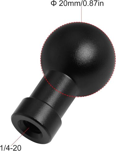 2PCS 20mm Ball Mount Aluminum Adapter,with 1/4 Female Thread (1/4-20 6mm Included), Straight Conversion Bracket for Photo Stand, Holder & Sports Camera, Compatible with 20mm Ball Components, Black in Saudi Arabia