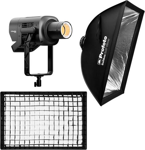 مصباح LED Profoto L600D بقدرة 600 وات بدون وميض مع صندوق سوفت بوكس ​​2 × 3 أقدام (فضي) وشبكة ناعمة مع حد انتشار الضوء 50 درجة (3 عناصر) in Kuwait