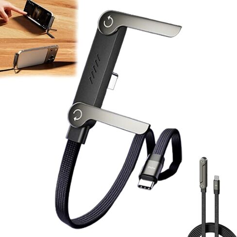 Sideways Phone Charger, 240W Stand Data Cable, 2-in-1 Invisible Holder Charger Cable, Invisible Holder Charger Cable with Stand for Smartphones Tablets (1pc,C-C) in Kuwait