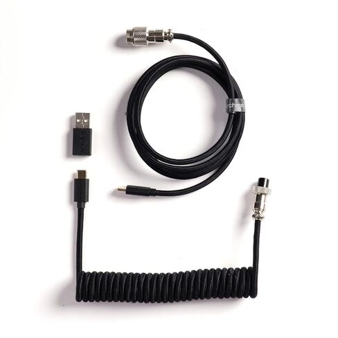 Keychron Custom Coiled USB-C Cable with 5-Pin (GX12) Detachable Aviator Connector, USB-A Adapter, Braided Durable Cable for 8KHz Mechanical Keyboards, 176 cm / 5.77 ft, Charging & Data Transfer, Black in Saudi Arabia
