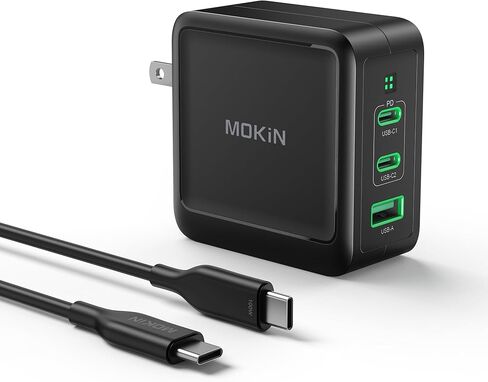 شاحن ماك بوك 140 واط، مدمج وقابل للطي GaN+ PD 3.1 USB C شحن سريع لجهاز MacBook Pro/Air، M1 M2 M3 M4، Samsung Galaxy، iPad Pro وجميع الأجهزة من النوع C، كابل USB-C متضمن in Kuwait