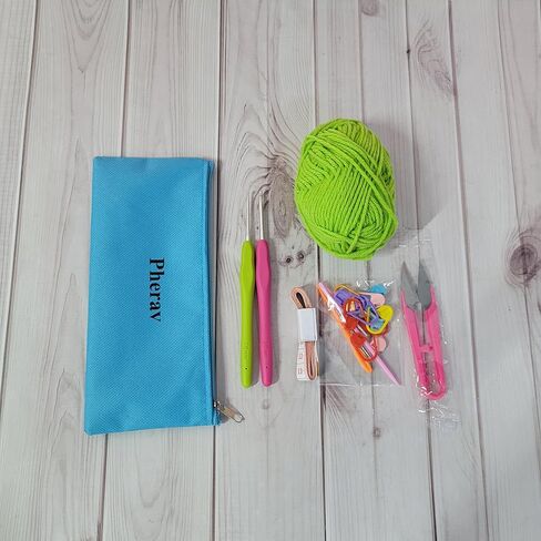 Pheravia Crochet Kits, With Crochet Hooks, Yarn, Stitch Markers, Scissors, Case - Complete Starter Set for in Saudi Arabia