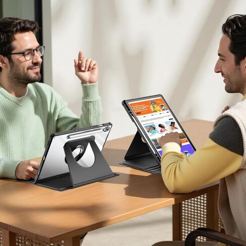 حافظة Fintie دوارة 360 درجة لهاتف سامسونج جالاكسي تاب S10 لايت/ S10 FE/ S9 FE 5G 10.9 بوصة/Tab S9 11 بوصة مع حامل قلم S، حامل واقٍ دوار، غطاء خلفي شفاف، أسود in Kuwait