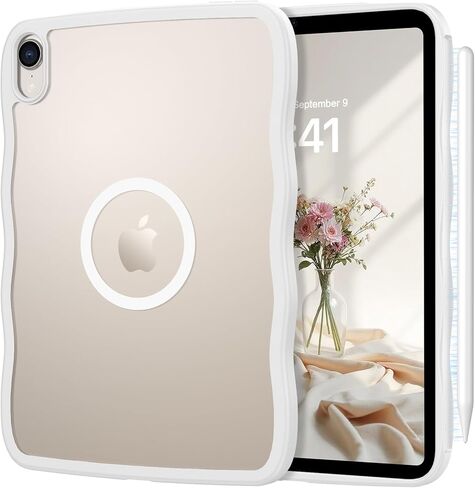 Telaso لجهاز iPad mini 7 A17 Pro 2024/iPad Mini 6 2021 8.3 بوصة iPad mini 7th/6th Gen Wave Frame Design جراب مغناطيسي، غطاء خلفي شفاف غير لامع ناعم من مادة TPU لجهاز iPad mini 7/Mini 6، شفاف متجمد in Kuwait
