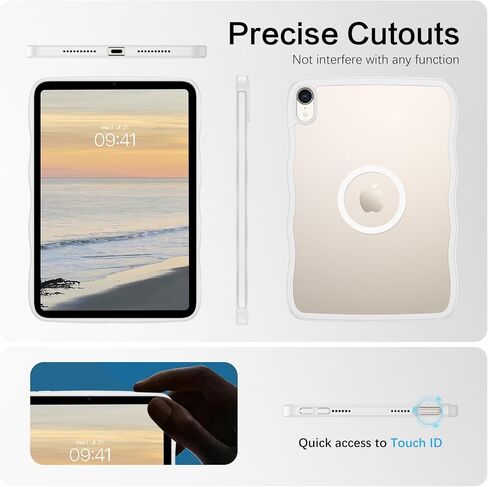 Telaso لجهاز iPad mini 7 A17 Pro 2024/iPad Mini 6 2021 8.3 بوصة iPad mini 7th/6th Gen Wave Frame Design جراب مغناطيسي، غطاء خلفي شفاف غير لامع ناعم من مادة TPU لجهاز iPad mini 7/Mini 6، شفاف متجمد in Kuwait