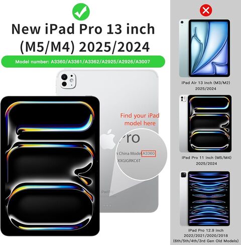 MoKo for iPad Pro 13 Inch Case (M5/M4) 2025/2024 with Pencil Holder, Slim Light Trifold Smart Cover iPad 13 Pro with Hard PC Translucent Back Shell, [Support Apple Pencil Pro & USB-C], Black in Saudi Arabia