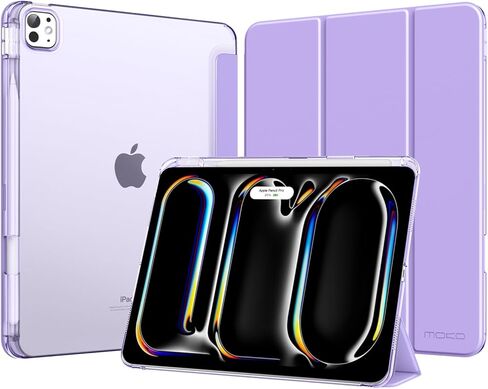 حافظة MoKo لجهاز iPad Pro 13 بوصة (M5/M4) 2025/2024 مع حامل أقلام، غطاء ذكي نحيف ثلاثي الطي iPad 13 Pro مع غطاء خلفي شفاف من البولي كربونات، [يدعم Apple Pencil Pro وUSB-C]، أسود in Kuwait