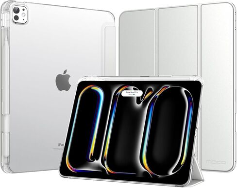 MoKo for iPad Pro 13 Inch Case (M5/M4) 2025/2024 with Pencil Holder, Slim Light Trifold Smart Cover iPad 13 Pro with Hard PC Translucent Back Shell, [Support Apple Pencil Pro & USB-C], Black in Saudi Arabia