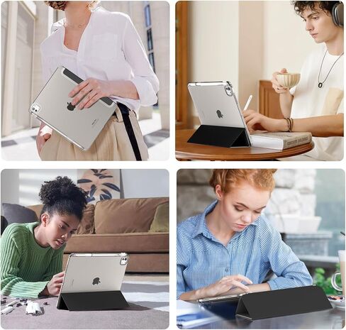 MoKo for iPad Pro 13 Inch Case (M5/M4) 2025/2024 with Pencil Holder, Slim Light Trifold Smart Cover iPad 13 Pro with Hard PC Translucent Back Shell, [Support Apple Pencil Pro & USB-C], Black in Saudi Arabia