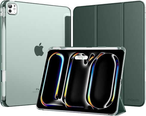 MoKo for iPad Pro 13 Inch Case (M5/M4) 2025/2024 with Pencil Holder, Slim Light Trifold Smart Cover iPad 13 Pro with Hard PC Translucent Back Shell, [Support Apple Pencil Pro & USB-C], Black in Saudi Arabia
