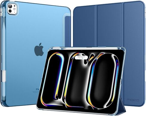 MoKo for iPad Pro 13 Inch Case (M5/M4) 2025/2024 with Pencil Holder, Slim Light Trifold Smart Cover iPad 13 Pro with Hard PC Translucent Back Shell, [Support Apple Pencil Pro & USB-C], Black in Saudi Arabia