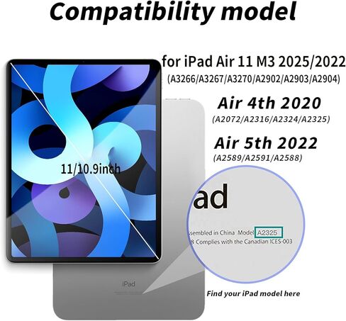 حافظة لجهاز iPad Air 11 بوصة M3/M2 2025/2024، iPad Air الجيل الخامس/الرابع 10.9 بوصة 2022/2020 مع حامل أقلام، نوم/تنبيه تلقائي، غطاء مقاوم للصدمات مع غطاء خلفي شفاف (أزرق فاتح) in Kuwait