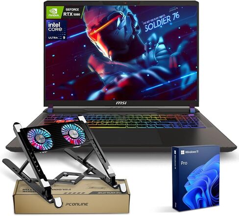 شاشة MSI Vector 16 HX RTX 5080 مقاس 16 بوصة QHD+ 240 هرتز، Ultra 9 275HX (Beats i9-14900HX)، كمبيوتر محمول للألعاب NVIDIA GeForce RTX 5080 AI Pro، 32 جيجابايت DDR5، 1 تيرابايت SSD، إضاءة خلفية RGB، حزمة مع مشعاع قابل للطي للكمبيوتر المحمول PCO in Saudi Arabia