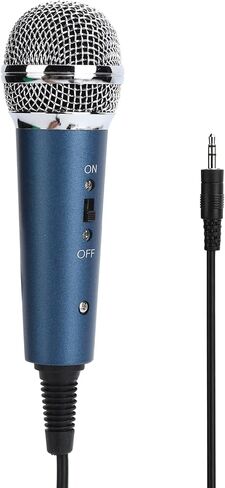 Sensitive Cardioid Wired Microphone, 3.5mm Plug and Play, Realtime Monitoring, Metal Shell, TEP Wire, Record Anytime, Anywhere, UShaped Audio Adapter for Karaoke, Computer (Blue) in Saudi Arabia