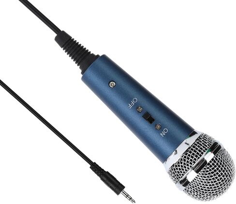 Sensitive Cardioid Wired Microphone, 3.5mm Plug and Play, Realtime Monitoring, Metal Shell, TEP Wire, Record Anytime, Anywhere, UShaped Audio Adapter for Karaoke, Computer (Blue) in Saudi Arabia