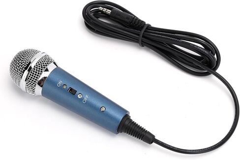 Sensitive Cardioid Wired Microphone, 3.5mm Plug and Play, Realtime Monitoring, Metal Shell, TEP Wire, Record Anytime, Anywhere, UShaped Audio Adapter for Karaoke, Computer (Blue) in Saudi Arabia