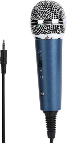 Sensitive Cardioid Wired Microphone, 3.5mm Plug and Play, Realtime Monitoring, Metal Shell, TEP Wire, Record Anytime, Anywhere, UShaped Audio Adapter for Karaoke, Computer (Blue) in Saudi Arabia
