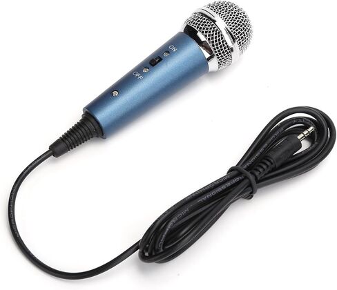 Sensitive Cardioid Wired Microphone, 3.5mm Plug and Play, Realtime Monitoring, Metal Shell, TEP Wire, Record Anytime, Anywhere, UShaped Audio Adapter for Karaoke, Computer (Blue) in Saudi Arabia