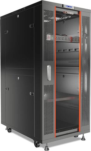 Sysracks 32U Floor Standing Rack Mount Server 24" Depth Deep Network Cabinet, Server Rack with Fan, Removable Side Panels, Locking Glass Door Computer Cabinet Enclosure Network Rack Case SRF 32.600 in Saudi Arabia