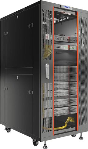 Sysracks 32U Floor Standing Rack Mount Server 24" Depth Deep Network Cabinet, Server Rack with Fan, Removable Side Panels, Locking Glass Door Computer Cabinet Enclosure Network Rack Case SRF 32.600 in Saudi Arabia