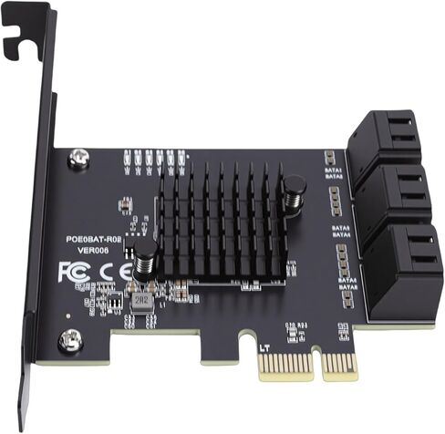 بطاقة توسيع PCIe ذات 6 منافذ، وحدة تحكم PCI E 1X بسرعة 6 جيجابت في الثانية إلى وحدة تحكم Serial ATA 3.0 مع محول وحدة تحكم SATA 3.0 ذو دعامة منخفضة لفتحة PCIe لأنظمة 8 و10 و11 ولينكس in Kuwait