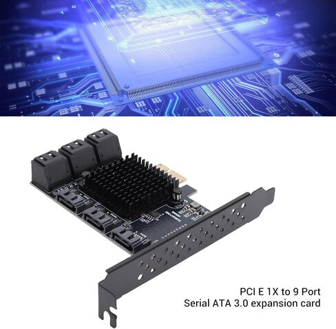 بطاقة توسيع PCIe 1X إلى 9 SATA، وحدة تحكم SATA 3.0 بسرعة 6 جيجابت في الثانية و9 منافذ Serial ATA 3.0 بطاقة توسيع مع دعامة تدعم المنفذ التسلسلي SSD in Kuwait