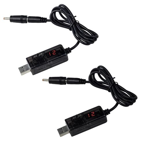 2Pcs USB Boost Converter Cable, USB 5V to 9V/12V Step Up Cable with LED Display, USB to DC 5.5mm 3.5mm UBS Power Voltage Boost Converter for Fan/Led Light/Wireless Router/Speakers/More Devices in Saudi Arabia