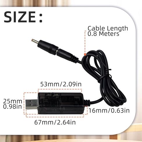 2Pcs USB Boost Converter Cable, USB 5V to 9V/12V Step Up Cable with LED Display, USB to DC 5.5mm 3.5mm UBS Power Voltage Boost Converter for Fan/Led Light/Wireless Router/Speakers/More Devices in Saudi Arabia