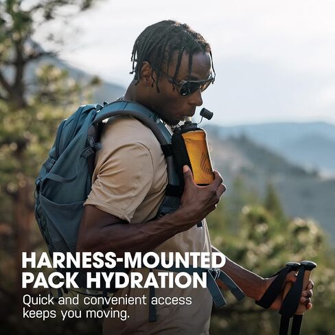 HydraPak PackFlask (500 مل أو 750 مل) - زجاجة مياه مثبتة على الظهر لحقائب الظهر - بدون استخدام اليدين، سهلة الوصول، خفيفة للغاية، قارورة ناعمة قابلة للطي للمشي لمسافات طويلة وحقائب الظهر in Kuwait