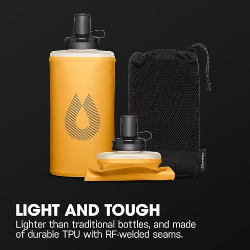 HydraPak PackFlask (500 مل أو 750 مل) - زجاجة مياه مثبتة على الظهر لحقائب الظهر - بدون استخدام اليدين، سهلة الوصول، خفيفة للغاية، قارورة ناعمة قابلة للطي للمشي لمسافات طويلة وحقائب الظهر in Kuwait