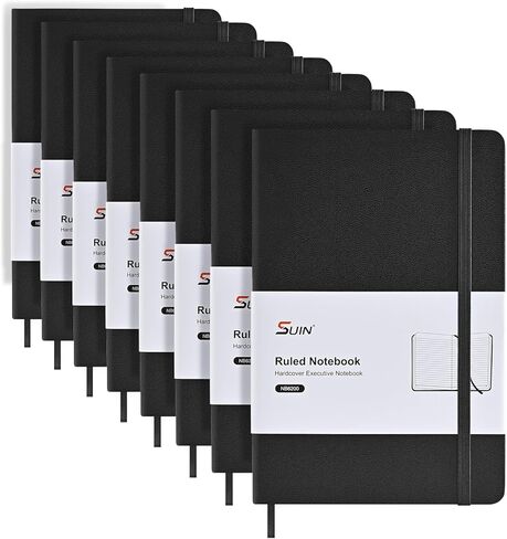 SUIN Lined Journal Notebooks for Work, School & Journaling – Black Hardcover, Medium 5.6 x 8 in, 160 Pages, 100 GSM Thick Paper for Note Taking & Writing (Black/Blue/Green-3Pack) in Kuwait