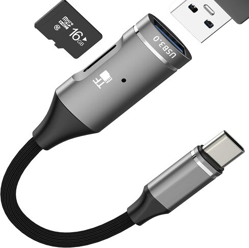 محول USB A إلى USB C (2 في 1) قارئ بطاقات من النوع C Micro SD لهاتف iPhone 17 16 15 Pro Max عصا ذاكرة الكاميرا لجهاز Ipad MacBook متوافق مع كابل ملحقات Samsung S25 S24 S23 Android Mac in Saudi Arabia