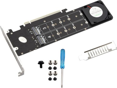 بطاقة توسيع PH44 Plus PCIE إلى M.2 NVME تدعم PCIe 4.0 RAID 0 Mode 4X 32Gbps 4-CH بطاقة سبليت مع مروحة تبريد توربو in Kuwait