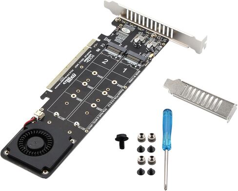 بطاقة توسيع PH44 Plus PCIE إلى M.2 NVME تدعم PCIe 4.0 RAID 0 Mode 4X 32Gbps 4-CH بطاقة سبليت مع مروحة تبريد توربو in Kuwait